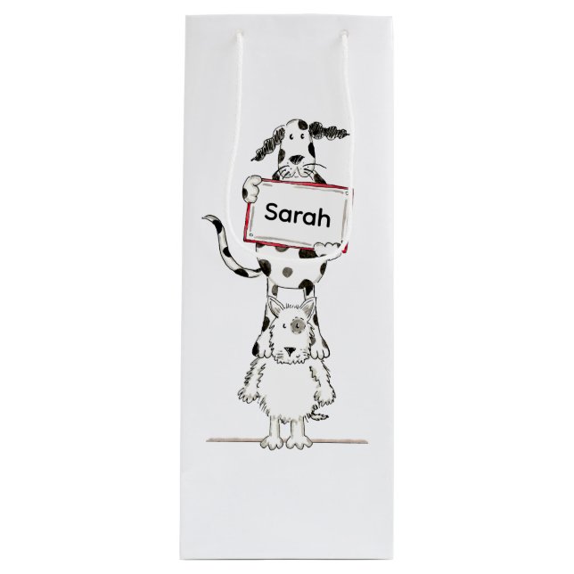 Personalized Cute Dog Acrobat  Wine Gift Bag (Front)