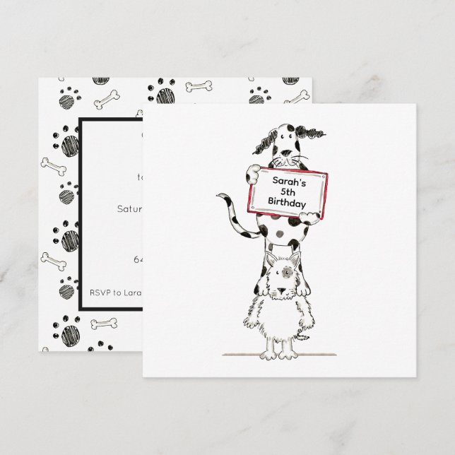Personalized Cute Dog Acrobats Birthday Invitation (Front/Back)