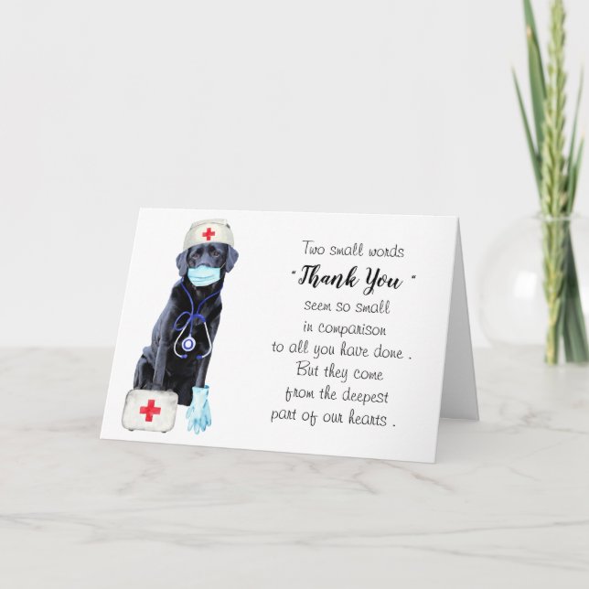 Personalized Cute Dog Medical Doctor Nurse Thank You Card (Front)