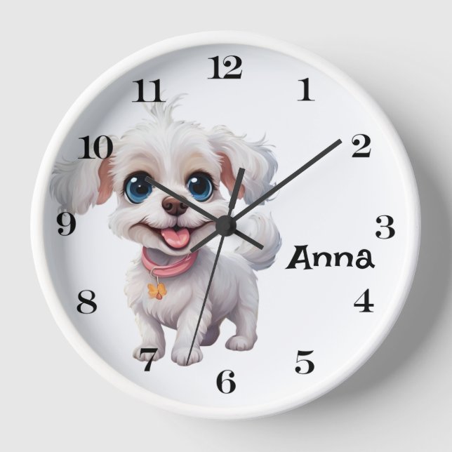 Personalized Cute Dog Wall Clock: Playful and cute Clock (Front)