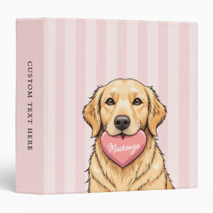 Personalized Cute dog with Pink Heart Binder