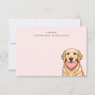 Personalized Cute Dog with Pink Heart Thank You Card