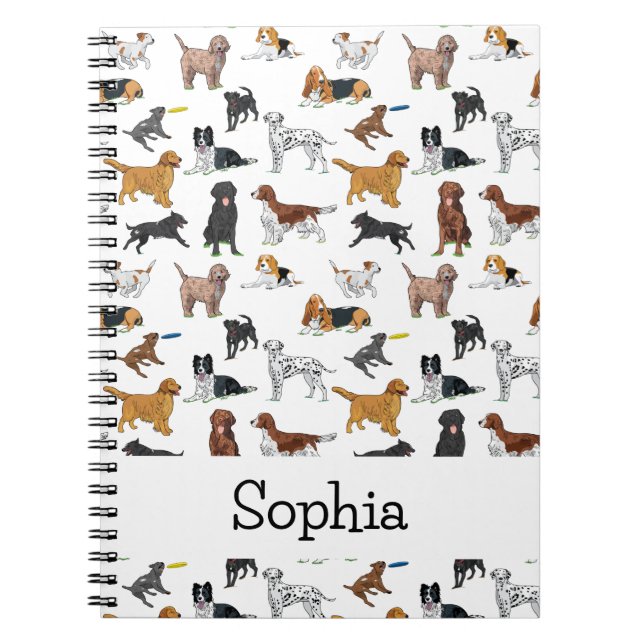 Personalized Cute Dogs Illustrations Pattern  Notebook (Front)