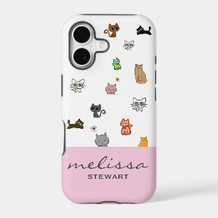 Personalized cute doodle cats kawaii iphone case