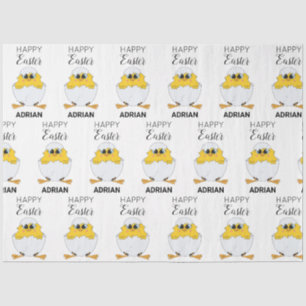 Personalized Cute Easter Egg & Chick Happy Easter  Tissue Paper