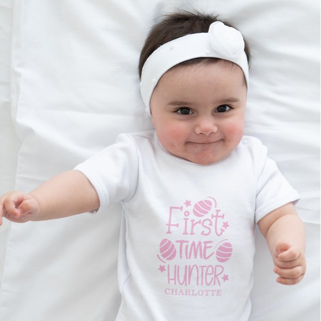 Personalized Cute Easter First Time Egg Hunter Baby Bodysuit (Personalized Cute Easter First Time Egg Hunter Baby Bodysuit)