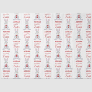 Personalized Cute Easter Rabbit Red Easter Egg Tissue Paper