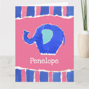 Personalized Cute Elephant Birthday Greetings Card