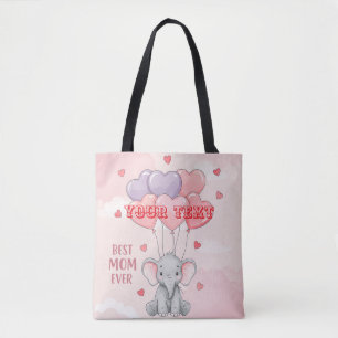Personalized Cute Elephant Custom Text Gift  Tote Bag
