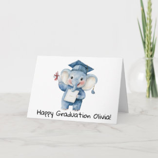 Personalized Cute Elephant Graduation Card