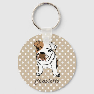 Personalized Cute English Bulldog Keychain