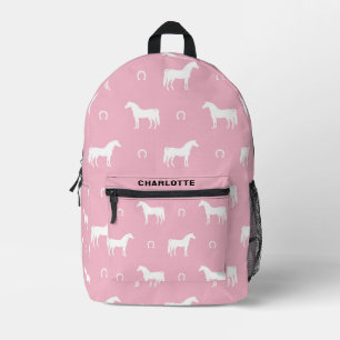 Personalized Cute Equestrian Horse Pattern Pink Printed Backpack