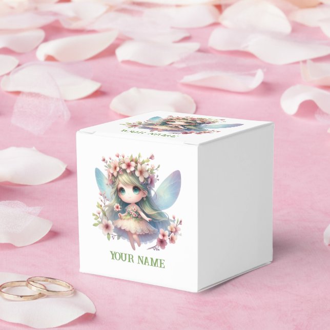 Personalized Cute Fairy & Floral Wreath Favor Box (Wedding)
