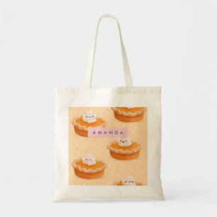 Personalized Cute Fall Autumn Pumpkin Pie Cream Tote Bag