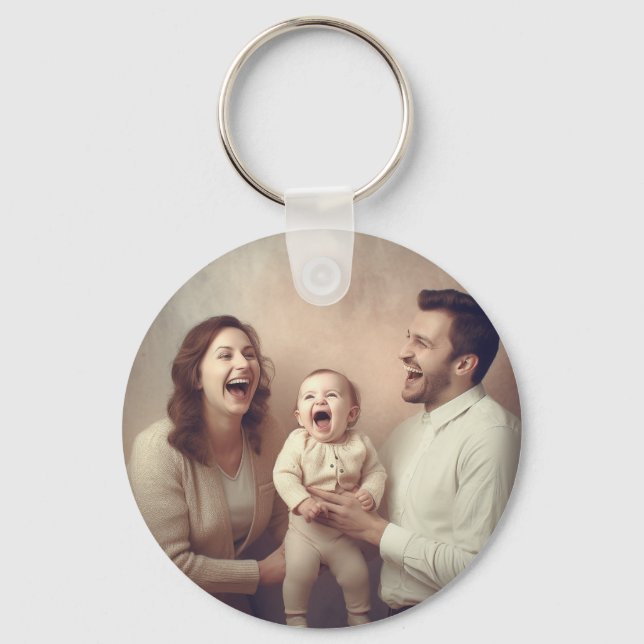 Personalized Cute Family and baby Photo and  Keychain (Front)