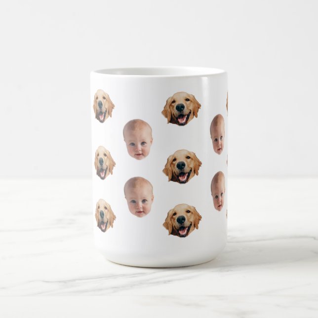 Personalized Cute Family Face 2 Photos Mug (Center)