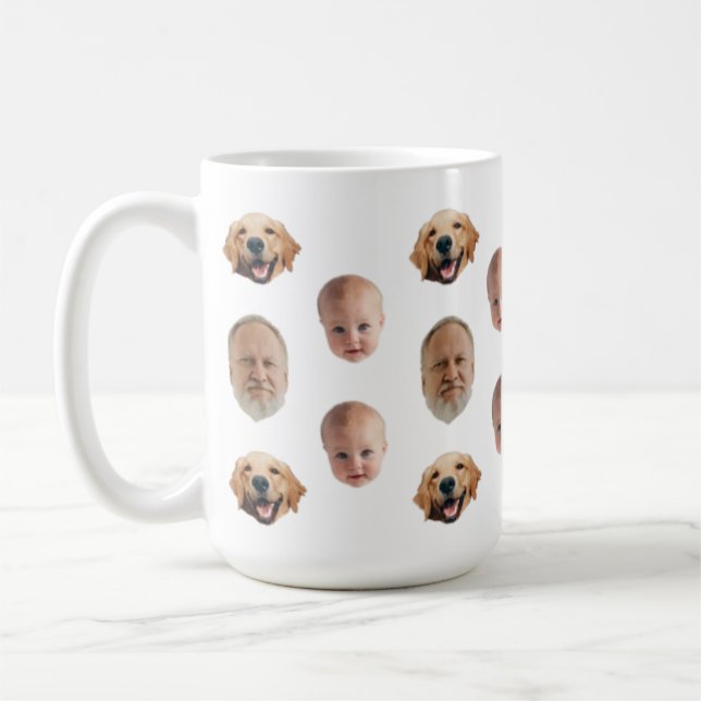 Personalized Cute Family Face 3 Photos Mug (Left)