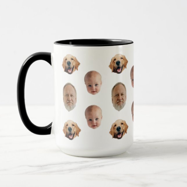 Personalized Cute Family Face 3 Photos Mug (Left)