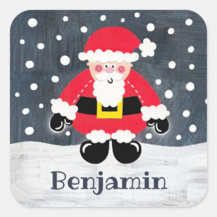 Personalized Cute Father Christmas Santa Claus Square Sticker