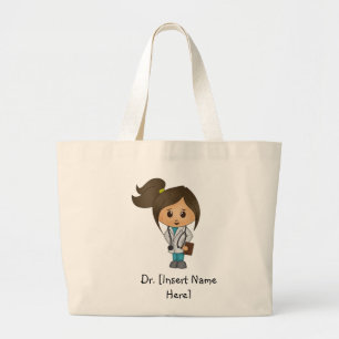 Personalized Cute Female Brunette Doctor Tote Bag
