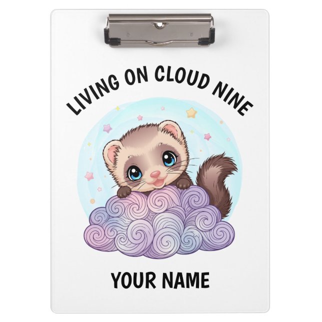 Personalized Cute Ferret Clipboard with Custom Tex (Front)