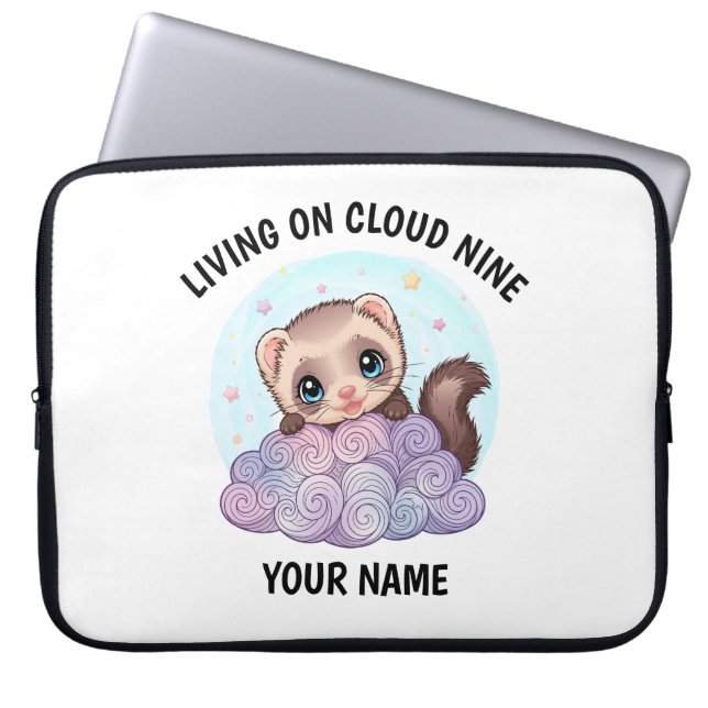Personalized Cute Ferret Laptop Sleeve (Front)