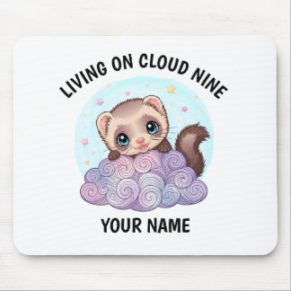 Personalized Cute Ferret Mouse Pad with Custom Tex