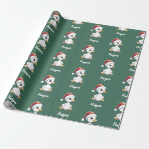 Personalized Cute Festive Christmas Goose Duck Wrapping Paper
