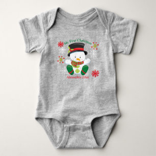 Personalized Cute First Christmas Snowman Baby Bodysuit