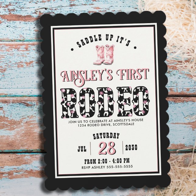 Personalized Cute First Rodeo Girls 1st Birthday Invitation (Creator Uploaded)