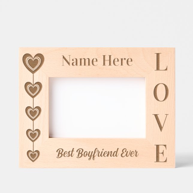 Personalized Cute Five Heart String and LOVE Etched Frames (Front)
