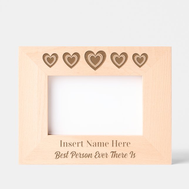 Personalized Cute Five Hearts Etched Frames (Front)