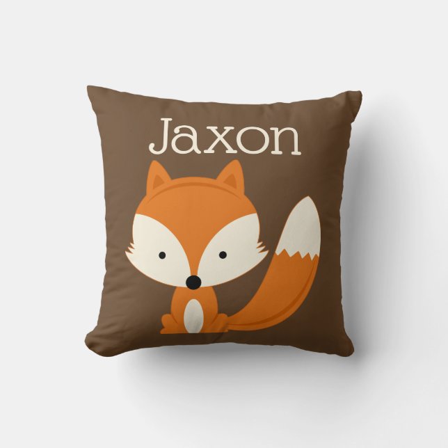 Personalized Cute Fox Nursery Throw Pillow (Front)
