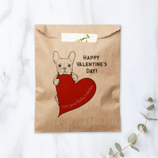 Personalized Cute French Bulldog with a Red Heart Favour Bag