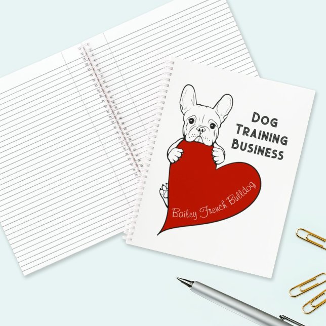 Personalized Cute French Bulldog with a Red Heart Notebook (Creator Uploaded)