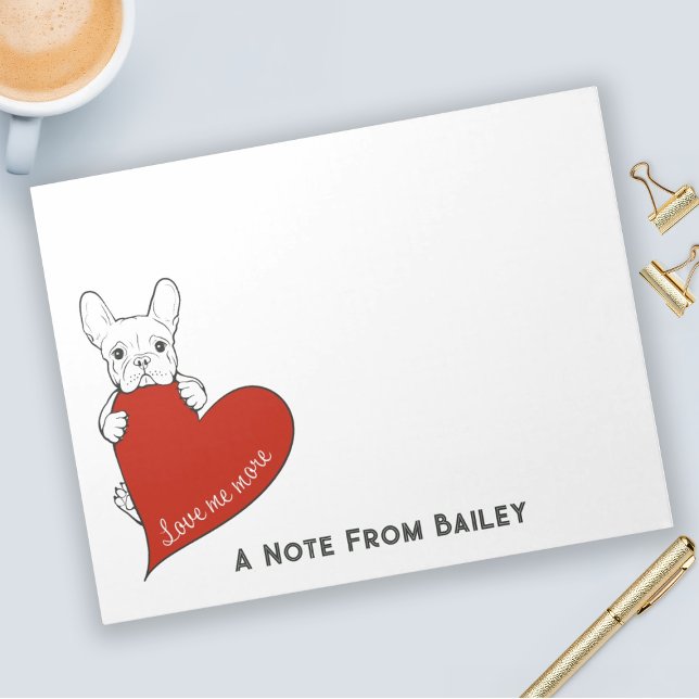 Personalized Cute French Bulldog with a Red Heart Notepad (Creator Uploaded)