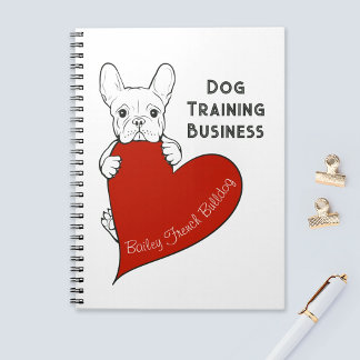 Personalized Cute Frenchie Dog with a Red Heart Notebook