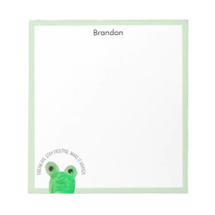 Personalized Cute frog inspirational quote Notepad