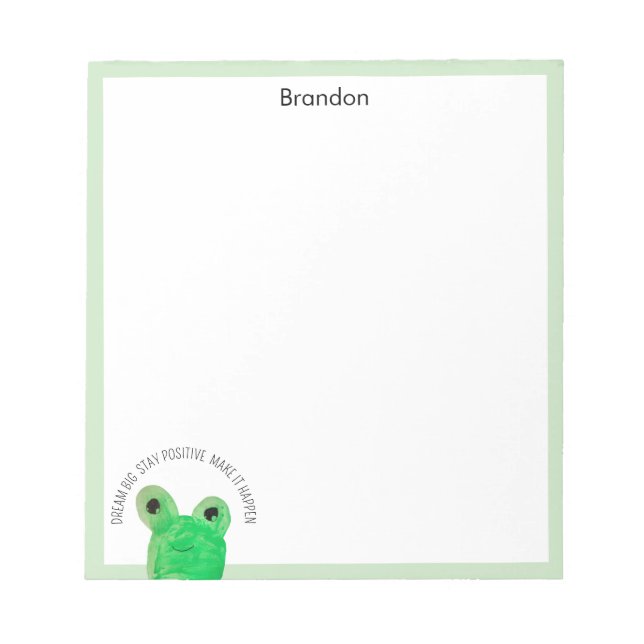 Personalized Cute frog inspirational quote  Notepad (Front)
