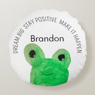Personalized Cute frog inspirational quote  Round Pillow