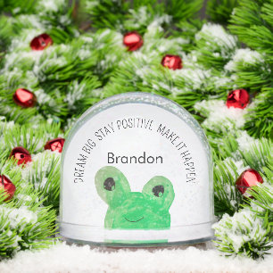 Personalized Cute frog inspirational quote Snowglobe