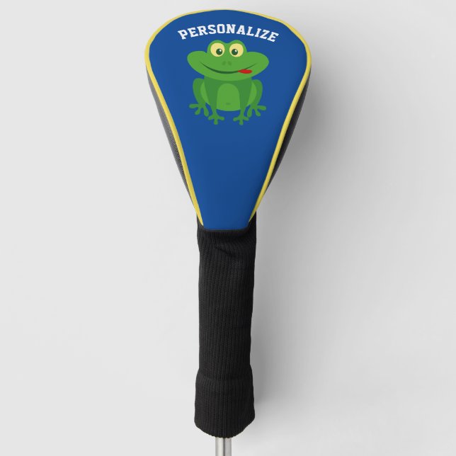 Personalized cute frog logo custom name golf head cover (Front)