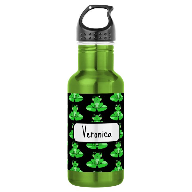 Personalized Cute Frog | Name in Heart 532 Ml Water Bottle (Front)