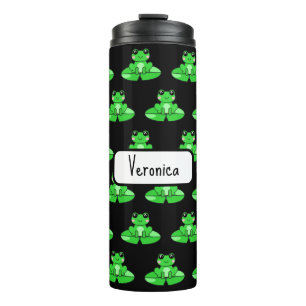Personalized Cute Frog   Name in Heart Thermal Tumbler
