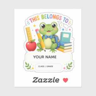 Personalized Cute Frog Name Sticker for Kids