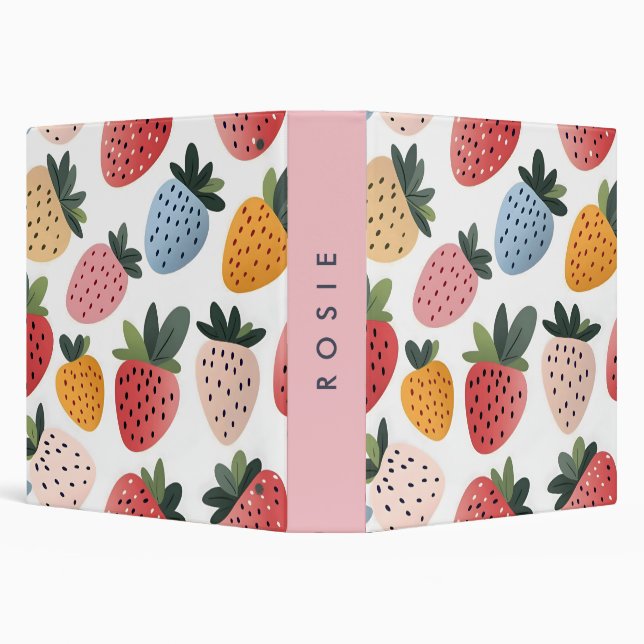 Personalized Cute Fruit Strawberry Pattern Binder (Background)