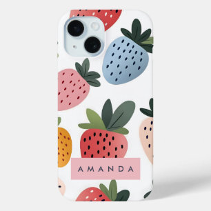 Personalized Cute Fruit Strawberry Pattern iPhone 15 Case