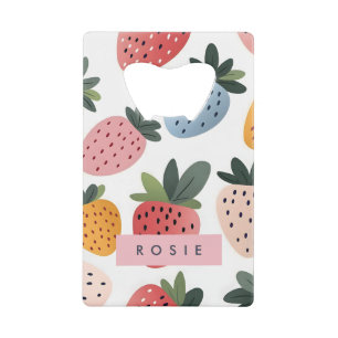 Personalized Cute Fruit Strawberry Pattern Credit Card Bottle Opener