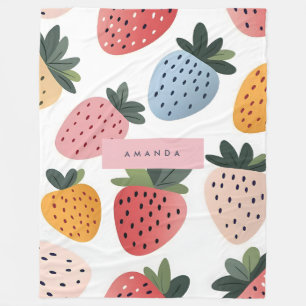 Personalized Cute Fruit Strawberry Pattern Fleece Blanket