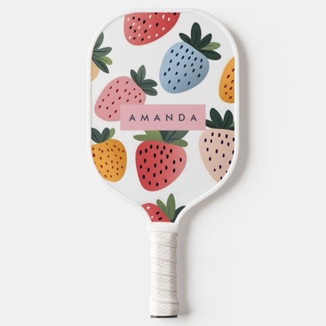 Personalized Cute Fruit Strawberry Pattern Pickleball Paddle (Front)
